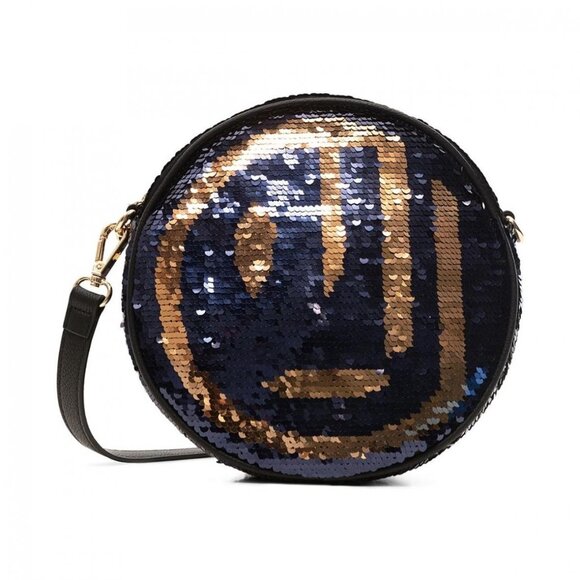 Desigual Round Crossbody Bag Purple Robot Reversible Sequins Shoulder - Picture 10 of 10